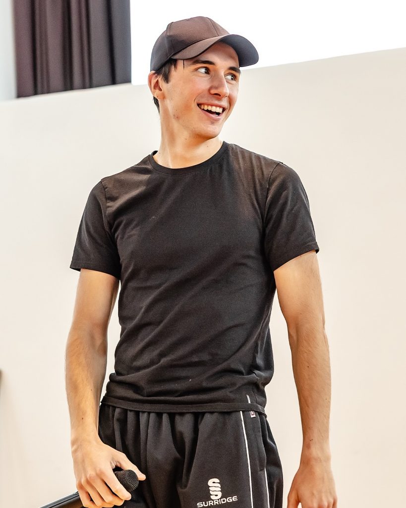 Bartek Kraszewski in Rehearsals as Mischa in Ride the Cyclone photo by Danny Kaan